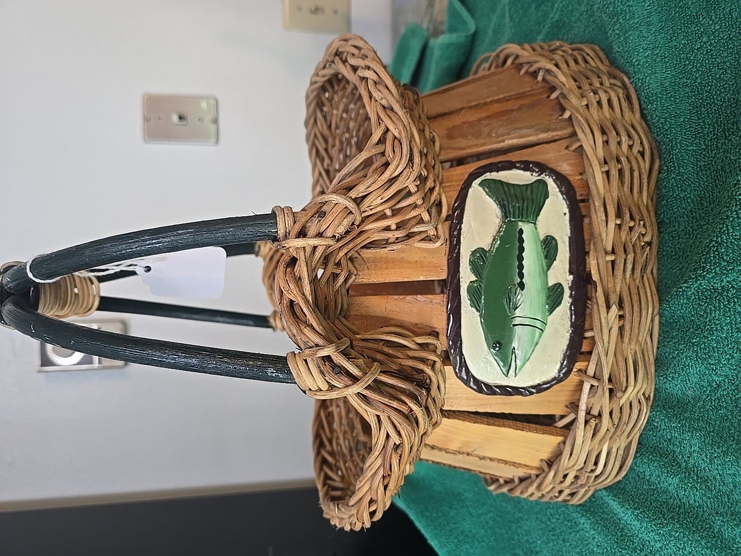 large basket with fish design