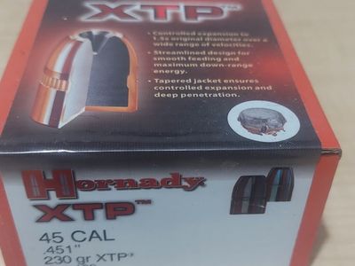 1 Box of 100 Hornady .45 Cal 230 Grain XTP