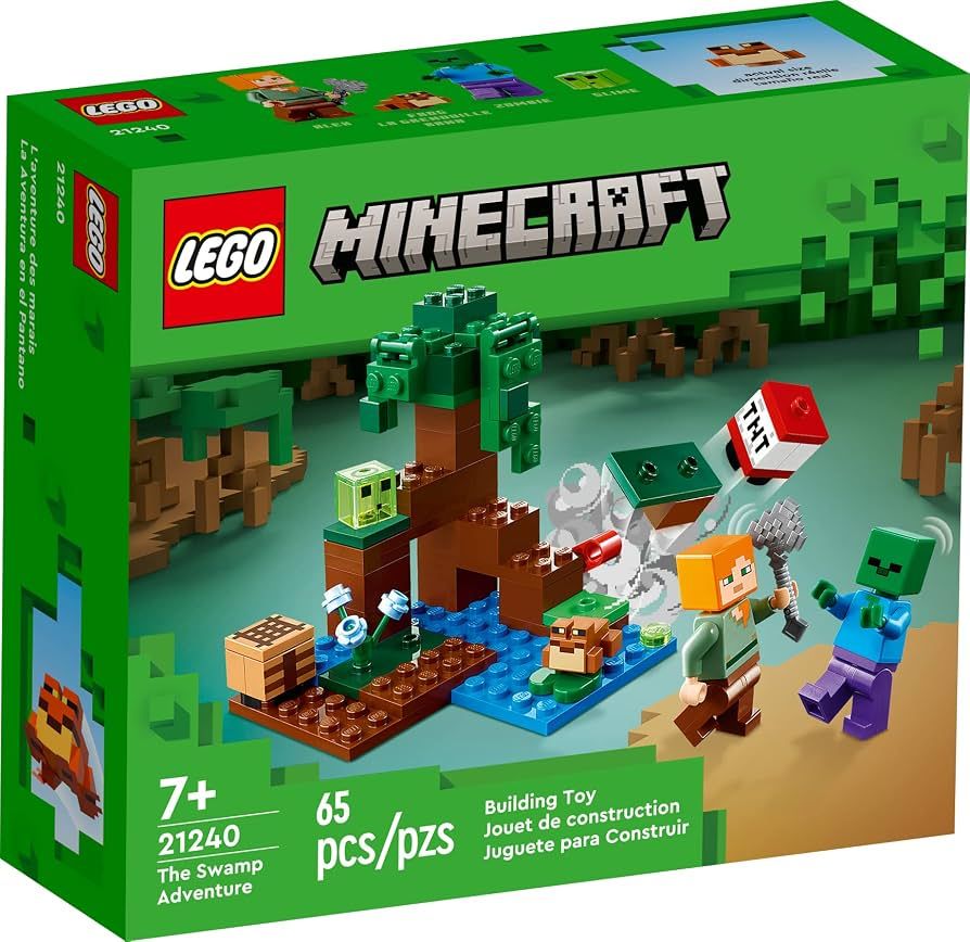 USED LEGO Minecraft 21240 The Swamp Adventure Building Toy Set - 65 Pieces, Missing Instructions