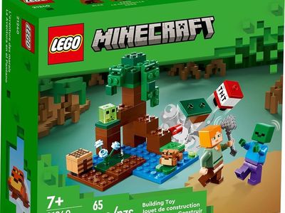 USED LEGO Minecraft 21240 The Swamp Adventure Building Toy Set - 65 Pieces, Missing Instructions