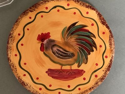 8” Hand Painted Farmhouse Rooster Decor Plate