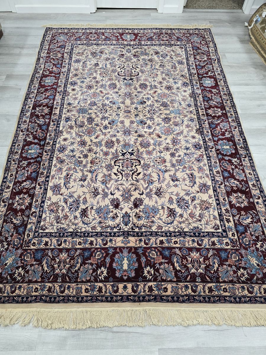 6x9 Handknotted Kashan Wool Area Rug