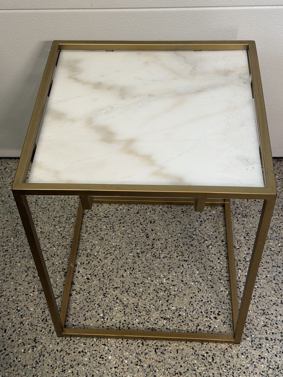 Modern Marble Top Accent Table with Gold Metal Frame