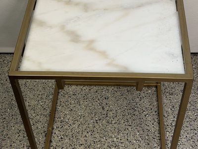 Modern Marble Top Accent Table with Gold Metal Frame