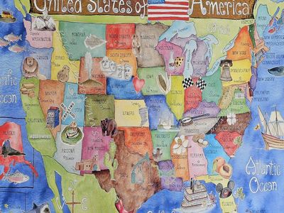 USA Map 30"×24" Print on Canvas