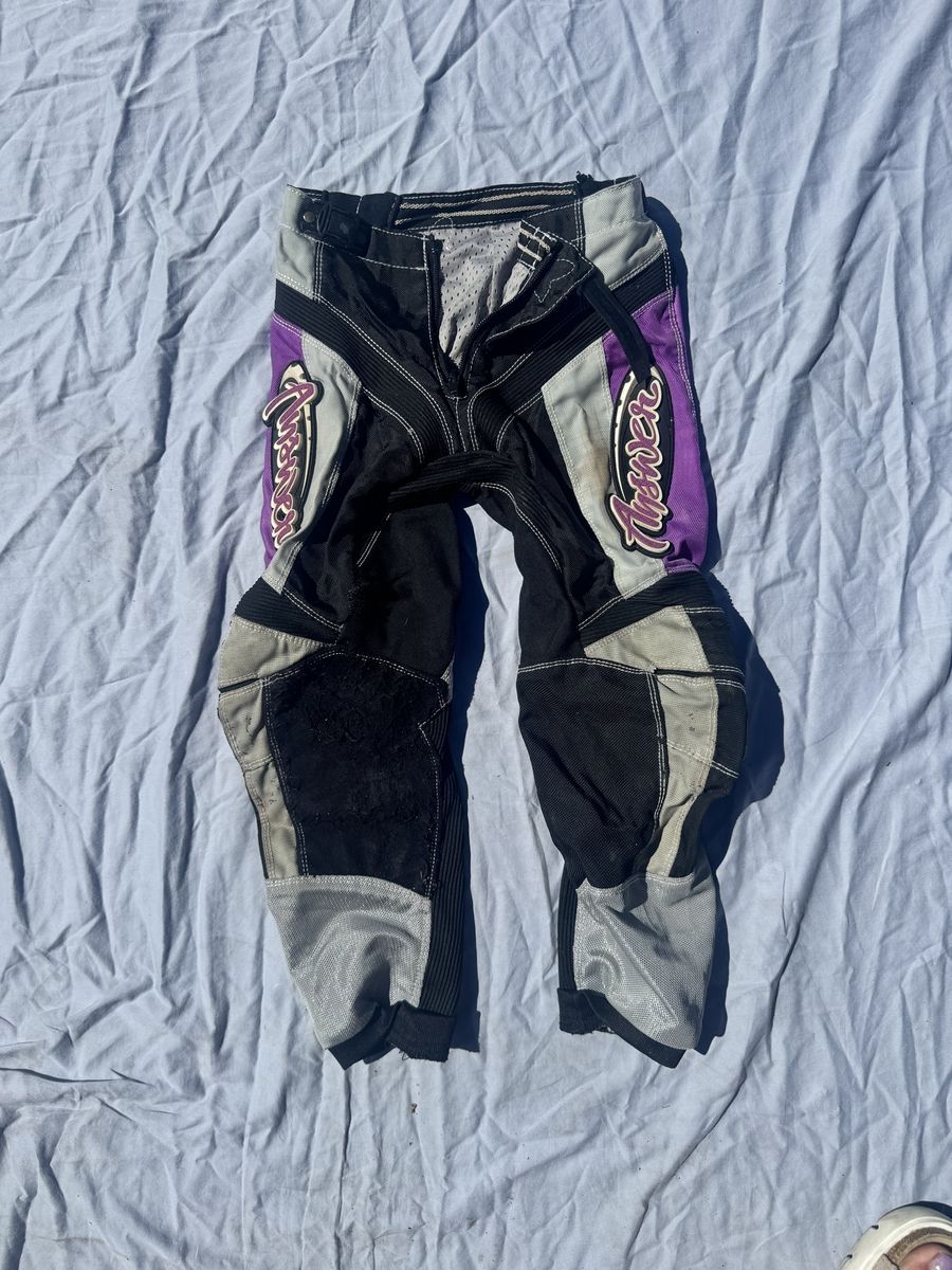 Answer Youth 22 Moto Cross Dirt Bike Riding Pants Black/Purple/Gray - $20