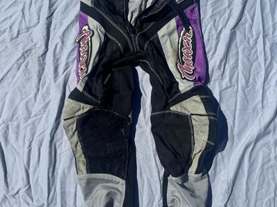 Answer Youth 22 Moto Cross Dirt Bike Riding Pants Black/Purple/Gray - $20