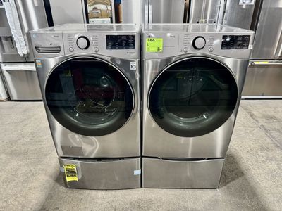 LG FRONT LOAD WASHER & DRYER WITH WASHING SIDEKICK PEDESTAL