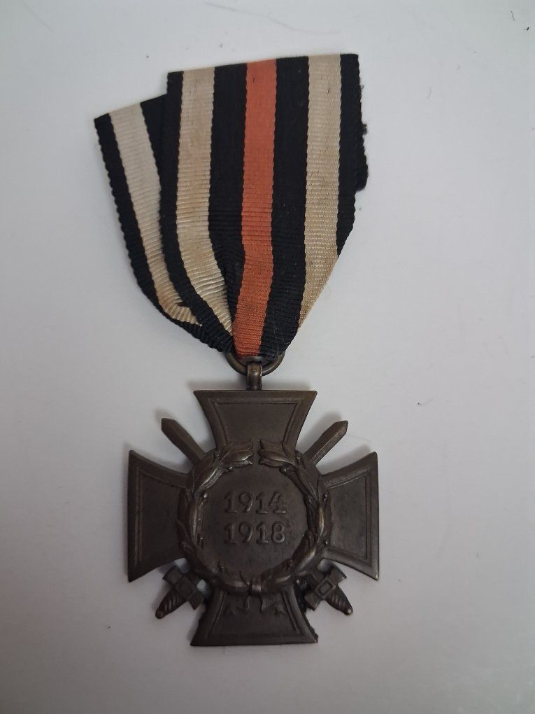 German WWI Hindenburg Cross with Swords 1914-1918 Medal with Ribbon