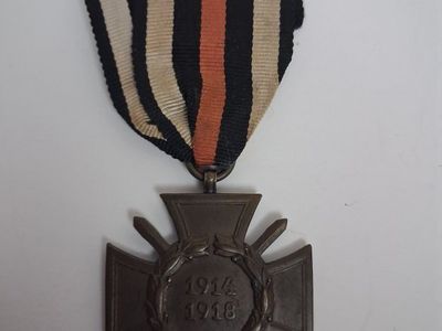 German WWI Hindenburg Cross with Swords 1914-1918 Medal with Ribbon