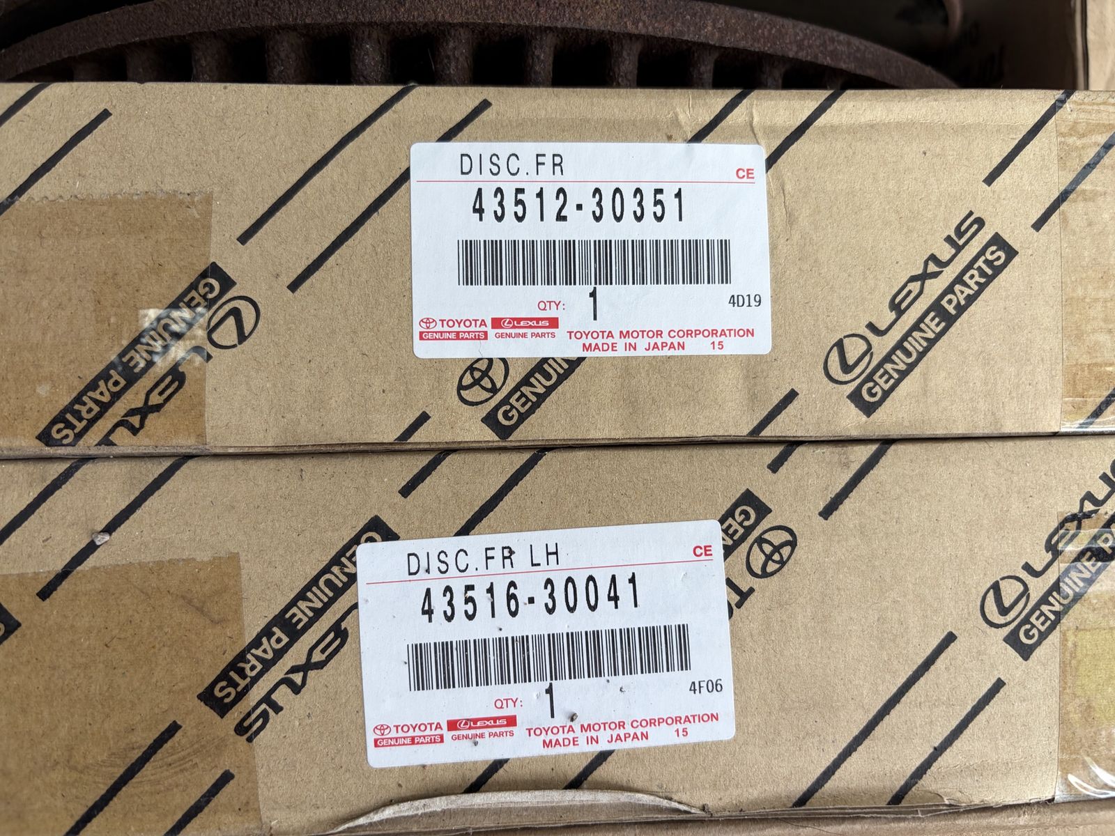 Lexus RC, GS, IS OEM Genuine Front Brake Rotors (Pair) 43512-30351 & 43516-30041
