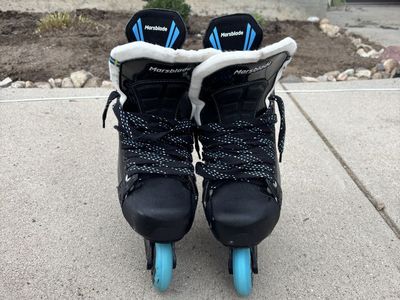 Marsblade Off-Ice Training Roller Blades - Size 9.5 - Black/Blue Wheels