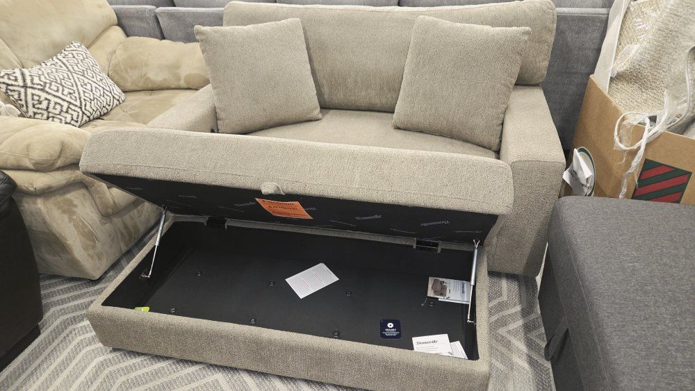 🪎Taupe Oversized Storage Chair and Storage Ottoman