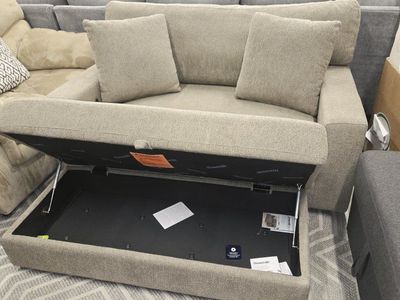 Taupe Oversized Storage Chair and Storage Ottoman