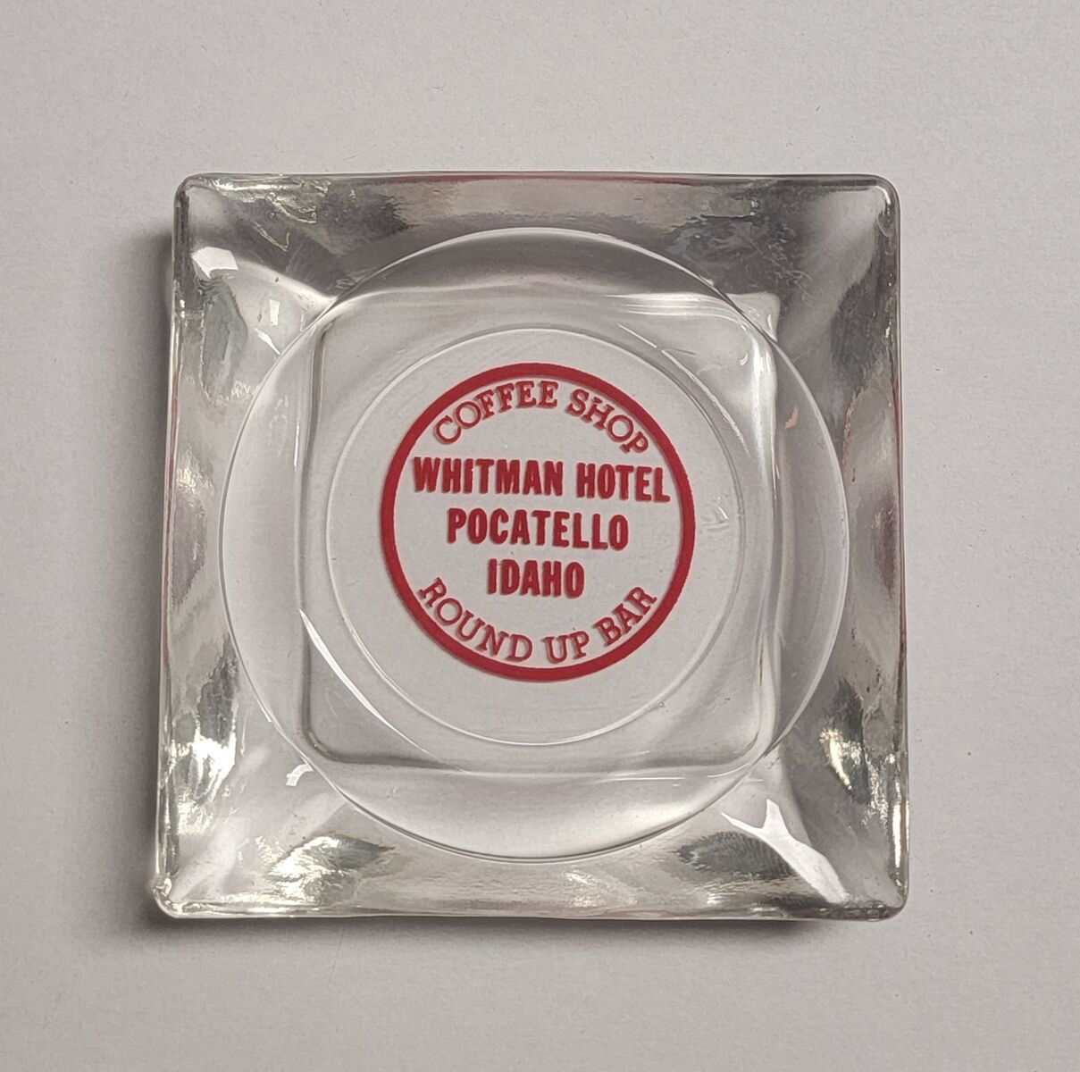 1950s Whitman Hotel Ashtray Pocatello Idaho Round Up Bar Coffee Shop ACL Vintage