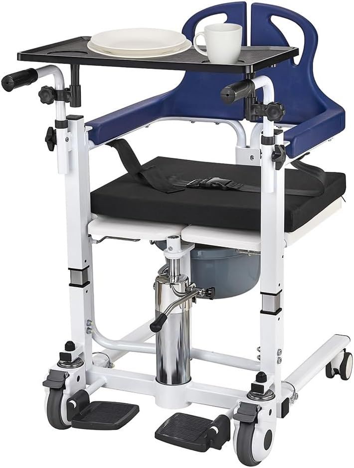Hydraulic transfer chair for bathroom and bed