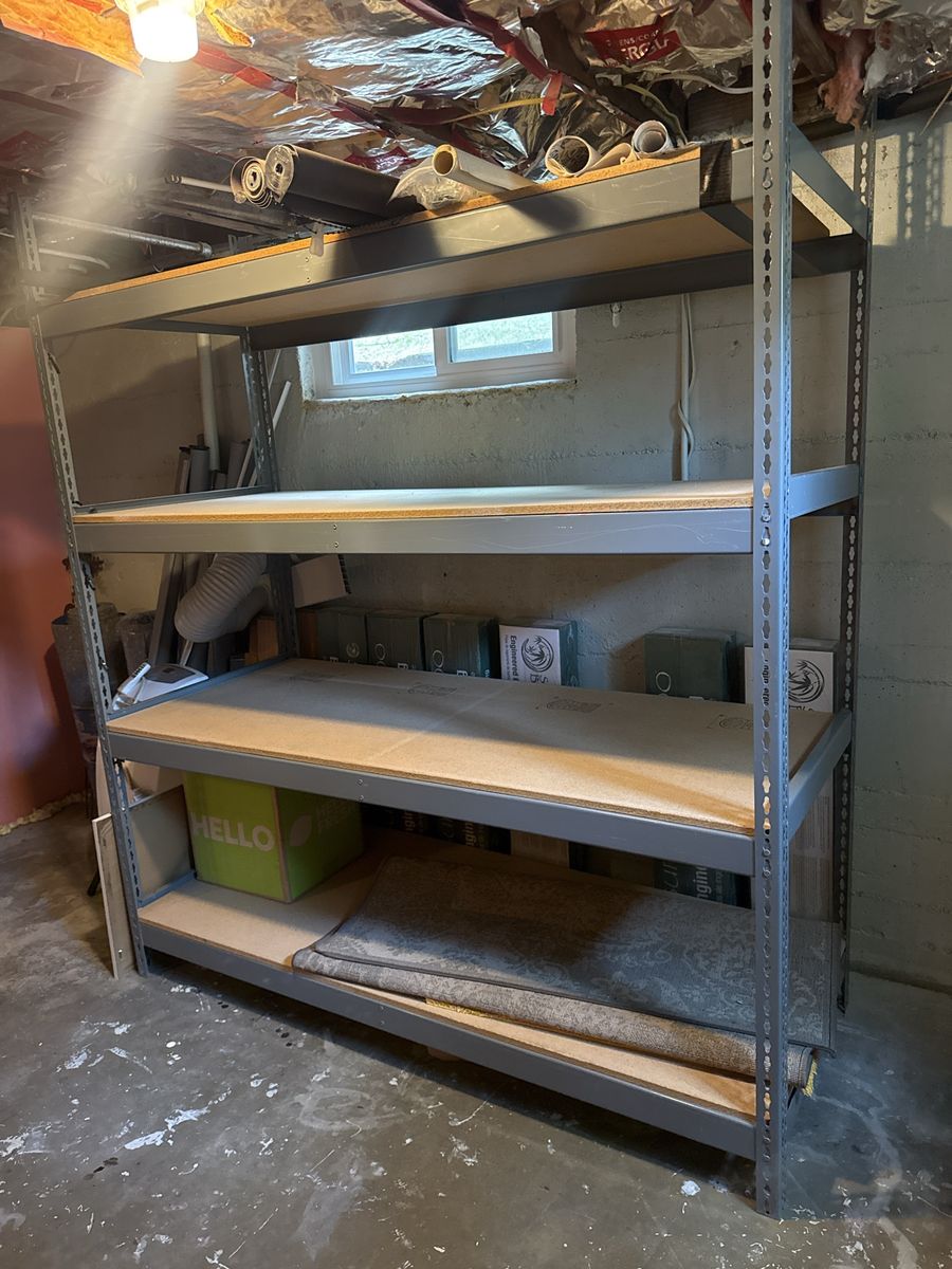 7’ x  7’ x  30.5” Heavy-Duty 4-Tier Industrial Metal & Wood Garage Shelving Unit Storage Rack