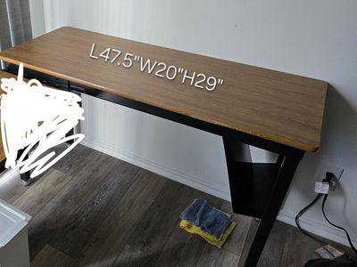 Wooden Desk with Black Metal Frame 47.5" x 20" x 29"