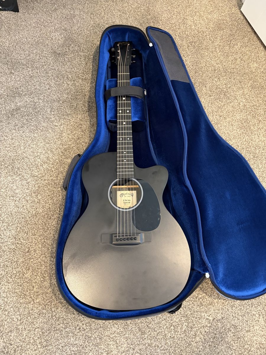 Martin X Series Special Acoustic-Electric Guitar, Black Finish with Case