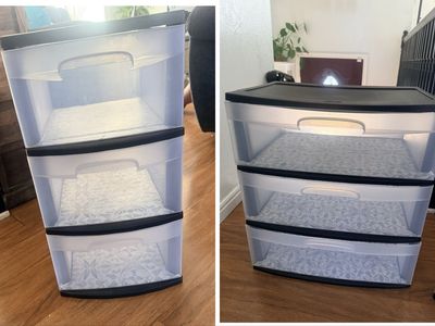 2 Sterilite 3-Drawer Plastic Storage Cart with Patterned Liners Large and Wide