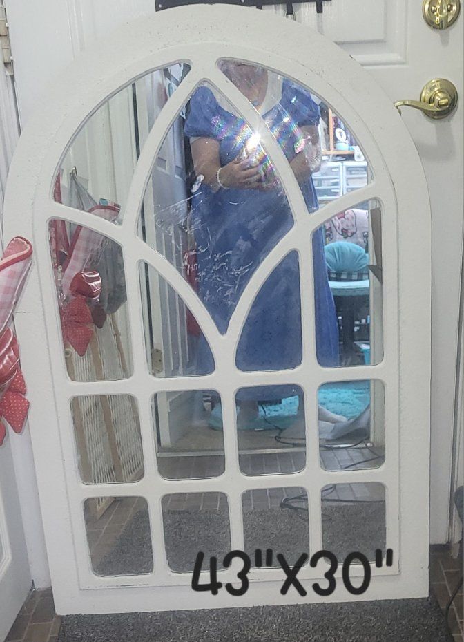 Large Arched Windowpane Wall Mirror