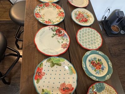 The Pioneer Woman Assorted Dinner Plates - Floral & Polka Dot Set of 11 Scalloped Edge