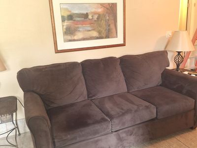FREE Sofa, side tables, 6 drawer dresser, bed, and artwork