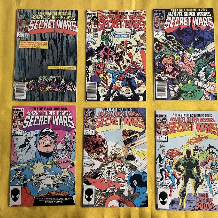 Mixed Lot of Marvel Secret Wars - (4/5/6/7/11/12) - Marvel - 1984 Minty - NM