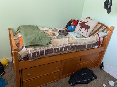 Twin bed over dresser