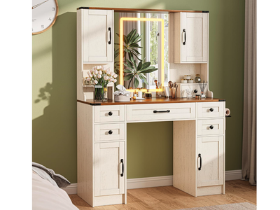 New in box, Vanity Desk with LED Lights and Mirror, Large Makeup Vanity Table Set with 5 Drawers