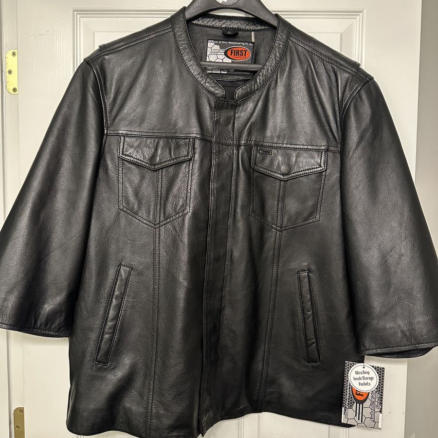 First Manufacturing 3/4 sleeve Leather Vest $80