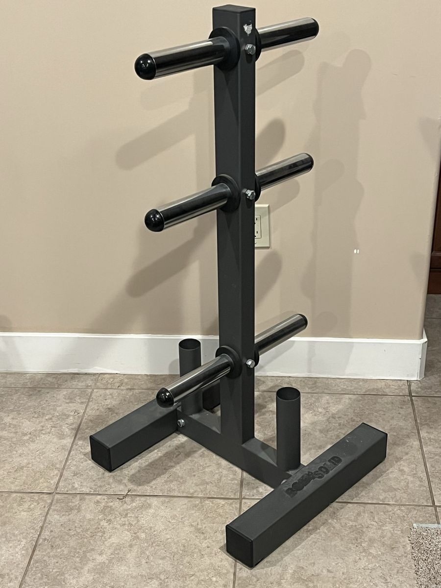 Body-Solid Weight Plate Tree & Barbell Holder - 1000 lb Capacity Rack
