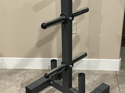 Body-Solid Weight Plate Tree & Barbell Holder - 1000 lb Capacity Rack