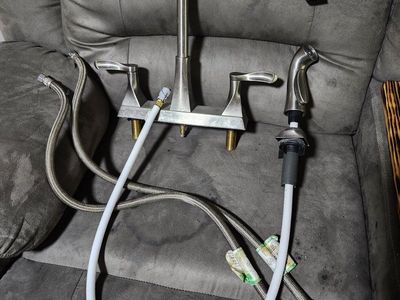Used Kitchen Faucet and Sprayer - Brushed Nickel Finish, Gooseneck Spout, 2-Handle