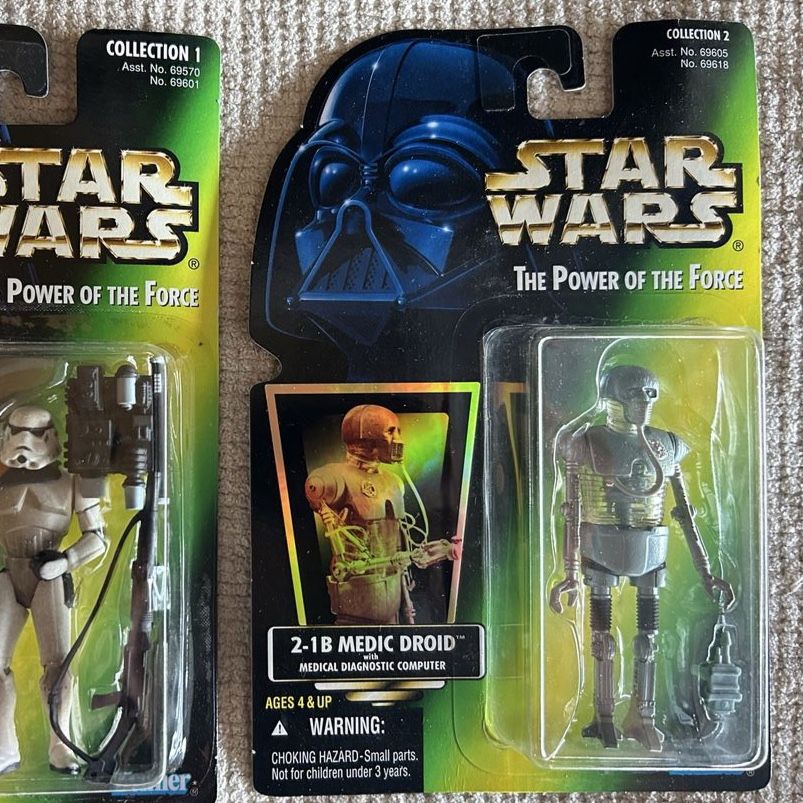 90’s Star Wars The Power of the Force 2-1B Medic Droid Action Figure Green Card Holographic Sticker