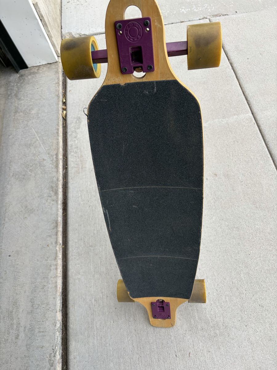 Drop-Through Longboard Skateboard with Purple Caliber Trucks