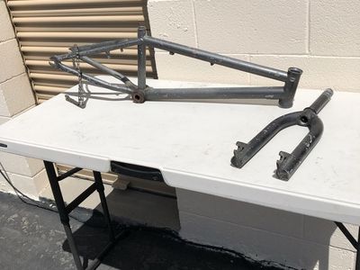 Vintage GT BMX Bike Frame and Front Fork - Matte Grey/Black