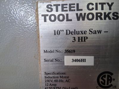 Steel City model 35619 cabinet saw