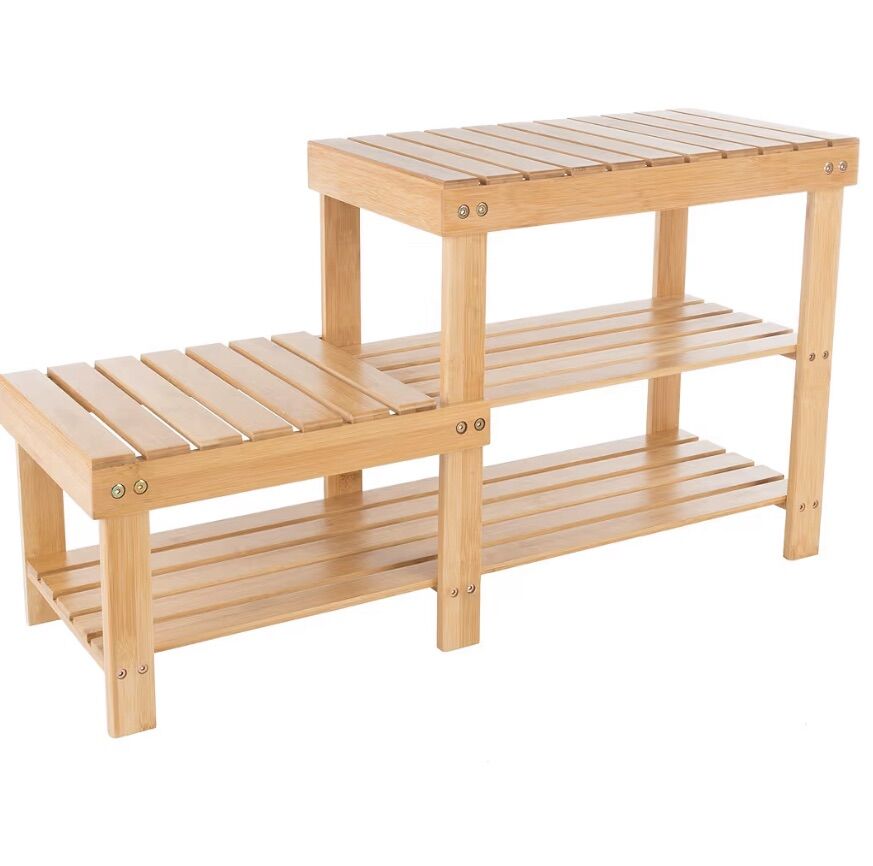New 2-Tier / 2-Level Bamboo Shoe Rack Bench