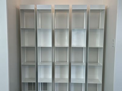 Powder coated steel display shelves