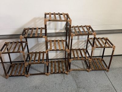 Multi-Tier Wooden Plant Stand Display Shelf