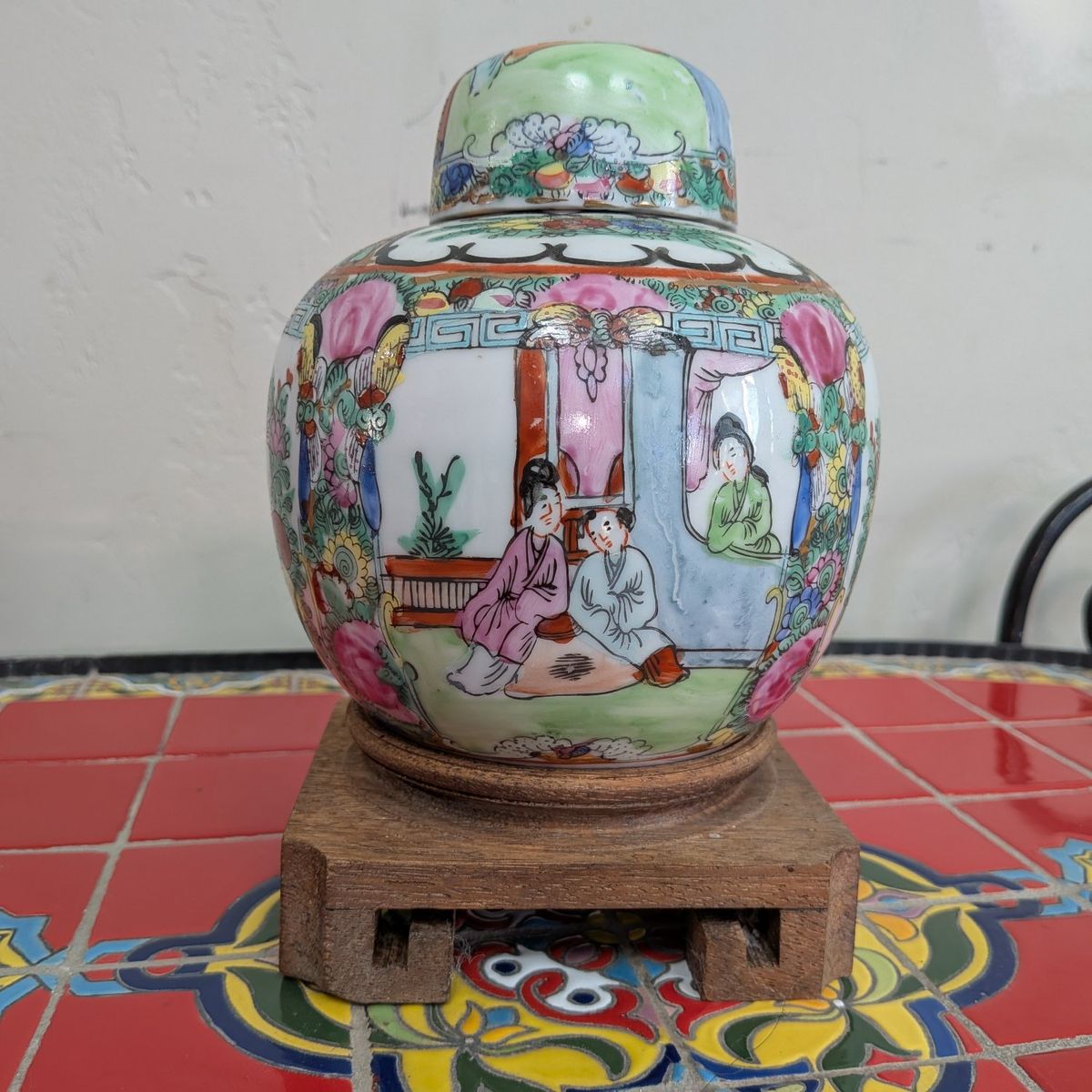 Vintage Chinese Famille Rose style ginger jar