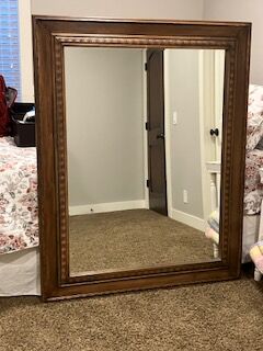 Beveled Wall Mirror with wood frame