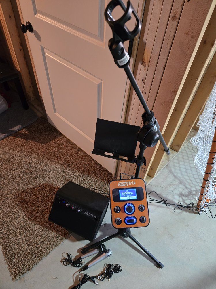 Singtrix Karaoke Machine Studio Bundle with 2 Mics, Stand, and Effects Console