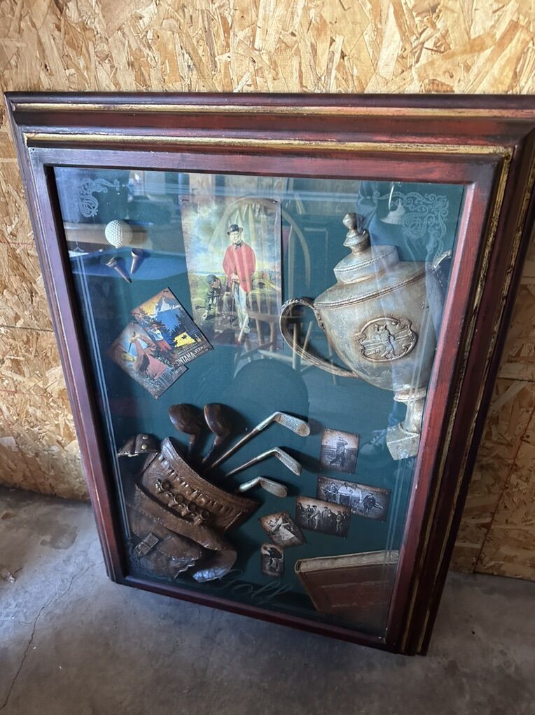Vintage Golf Shadowbox Art — HEAVY