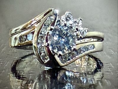 14K White Gold Natural Diamond Bridal Set | 0.50 ct Center | G/SI | Size 5.5