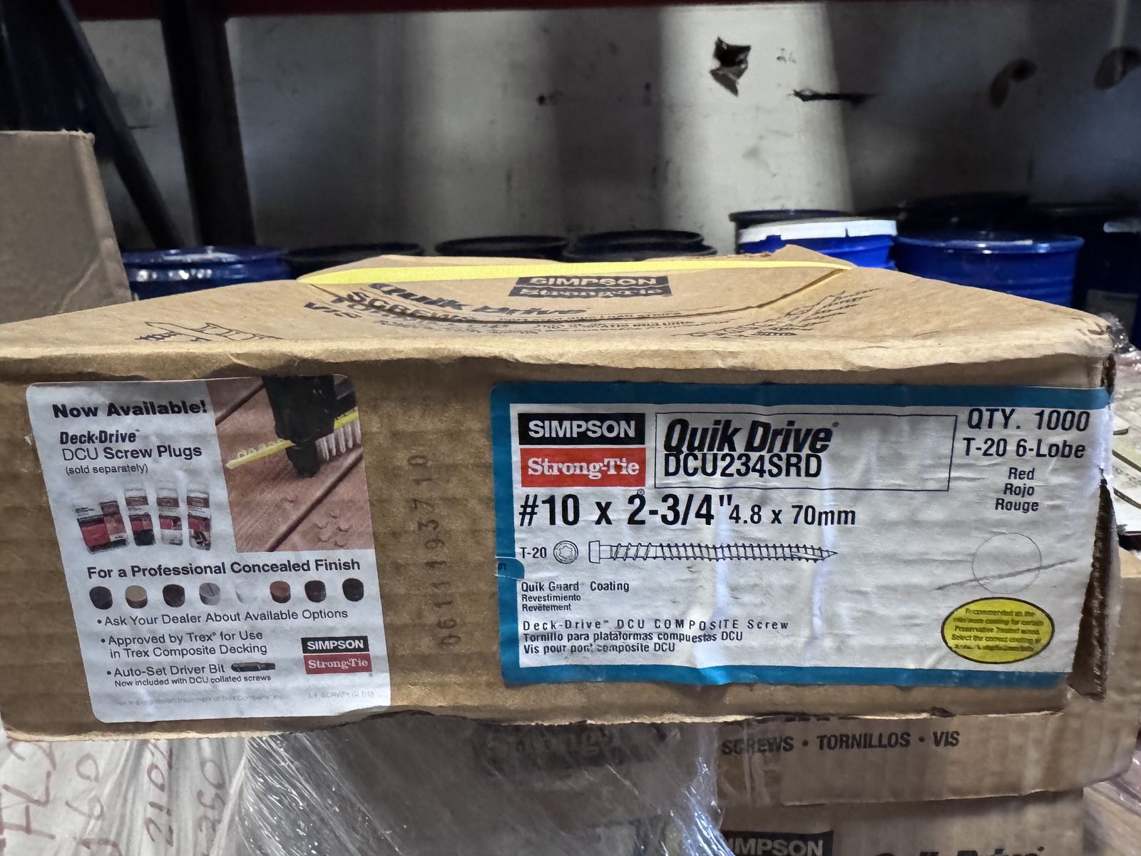 Simpson Strong-Tie Quik Drive DCU234SRD #10 x 2-3/4" Composite Deck Screws, 1000 Count, Red $125/BOX