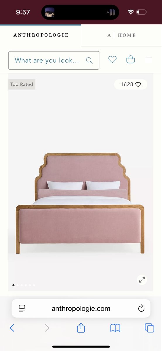 New In Box Anthropologie Pim Velvet Bed Irena Pattern- Queen Pink
