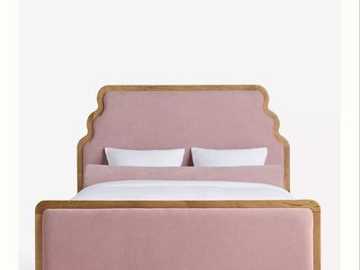 New In Box Anthropologie Pim Velvet Bed Irena Pattern- Queen Pink