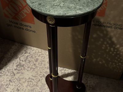 MOVING SALE: 12" round Green Marble Stone Topped Accent Table